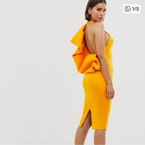 Asos Midi Orange Dress Size Small